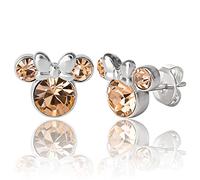 Disney Minnie Mouse - Pendientes de tuerca para mujer y niña, chapados en plata, diseño de Minnie Mouse (más colores disponibles)