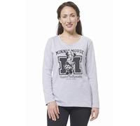 Disney Minnie Mouse Pijama para Mujer - Conjunto de pijama de manga larga con pantalón gris/negro, Gris y negro., L