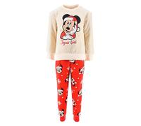 Disney Minnie Mouse Pijamas para Niñas, Camiseta y Pantalon Largo para Niñas, Pijama Navideño 2 Piezas Polar Suave Infantil, Talla 6 Años | Blanco