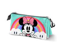 Disney Minnie Mouse Rainbow - Estuche Triple para lápices, Turquesa, 23 x 11 cm