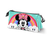 Disney Minnie Mouse Rainbow - Estuche Triple para lápices, Turquesa, 23 x 11 cm