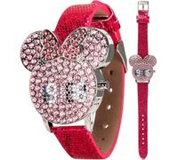 Disney Minnie Mouse - Reloj LED para niñas con Esfera de Cristal y Correa