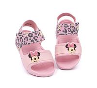 Disney Minnie Mouse Sandalias Niños Pequeños | Deslizadores rosas Animal Print Leopard para niñas con correa de apoyo | Zapatos de verano rosa Calzado