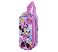 Disney Minnie Mouse Spring-Estuche Portatodo 3D Doble, Lila, 22 x 9,5 cm