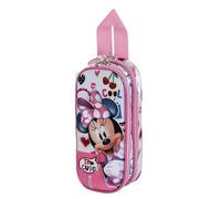 Disney Minnie Mouse Too Cute-Estuche Portatodo 3D Doble, Rosa, 22 x 9,5 cm