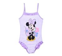 Disney Minnie Mouse - Traje de baño de una pieza con volantes a cuadros, color rojo o morado, Lila., 128 cm
