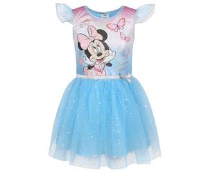 DISNEY Minnie Mouse Vestido azul de manga corta de tul, vestido de niña (FR/ES, Números, 122, Regular, Azul)