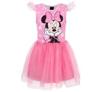 Disney Minnie Mouse Vestido de Manga Corta de Tul Rosa, Vestido de niña 6-7 años