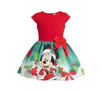 Disney Minnie Mouse Vestido para Niñas, Navidad Vestido Manga Corta para Niñas, Diseño Navideño, Talla 4 Años