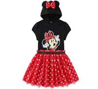 Disney Minnie Mouse - Vestido tutú con capucha para niñas pequeñas, color negro y rosa