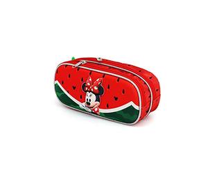 Disney Minnie Mouse Watermelon-Estuche Portatodo 3D Doble, Rojo, 22 x 9.5 cm