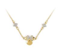 Disney Minnie Quatrefoil - Collar con colgante de cadena ajustable de 40,6 cm chapado en oro para niñas