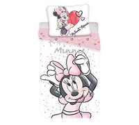 Disney Minnie White Juego de funda nórdica y almohadón, en algodón, para cama individual
