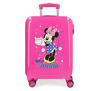 Disney Minnie Wild Flower Maleta de Cabina Rosa 38x55x20 cms Rígida ABS Cierre de combinación Lateral 34 2 kgs 4 Ruedas Dobles Equipaje de Mano