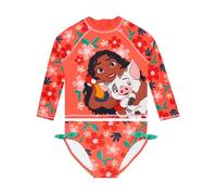 Disney Moana Bañador Natacion Niña, Bañador Niña Manga Larga con Arcos, Traje De Baño De Dos Piezas Moana, Naranja 2-3 Años