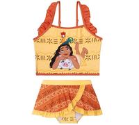 Disney Moana Bikini Niña 4-10 Años, Conjunto Niña 2 Piezas con Falda, Tirantes Ajustables Top y Braguita Bikini, Ropa de Baño para Niños (6-7 Años, Rojo/Naranja Moana)
