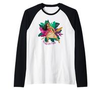 Disney Moana Born For This Floral Background Oar In Hand Camiseta Manga Raglan