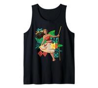Disney Moana Floral Island Background Moana Leans From Rope Camiseta sin Mangas