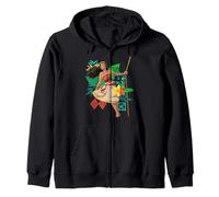 Disney Moana Floral Island Background Moana Leans From Rope Sudadera con Capucha