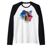 Disney Moana Follow The Stars Floral Night Sky Silhouette Camiseta Manga Raglan