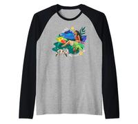 Disney Moana Go With The Flow Island Scenery Hei Hei And Pua Camiseta Manga Raglan