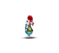 Disney Moana Heihei Sterling Silver Charm with White and Black Murano Glass, Red, Blue and Shimmering Green Enamel