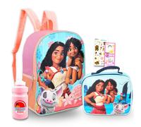 Disney Moana - Mochila con fiambrera, paquete con mochila de 15 pulgadas, bolsa de almuerzo, calcomanías, botella de agua, más | Mochila escolar Moana para niñas y niños