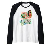 Disney Moana Pua Hei Hei & Moana Drawn Art Panel Portraits Camiseta Manga Raglan