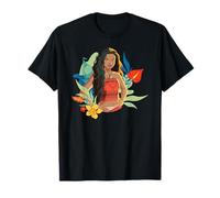 Disney Moana Sailboat And Floral Background Drawn Portrait Camiseta