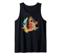 Disney Moana Sailboat And Floral Background Drawn Portrait Camiseta sin Mangas