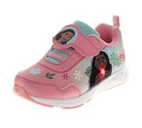 Disney Moana Tangled Little Mermaid - Tenis para niñas, princesa, Ariel Moana, Rapunzel, con luz LED (talla 6-10 para niños pequeños/11-12 niños pequeños), Coral y azul, 14.0 cm