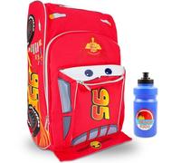 Disney Mochila de autos para niños, paquete con mochila escolar Lightning McQueen de 16 pulgadas más botella de agua | Mochila de coches Disney para niños