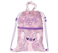 Disney Mochila de bolsa para la escuela y el tiempo libre Stitch Angel 2 compartimentos con cremallera externa y cierre de cordón 44 x 34 cm