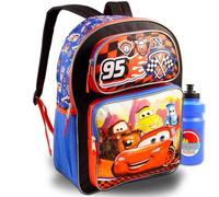 Disney Mochila de coches para la escuela, paquete con mochila escolar de 16 pulgadas con Lightning McQueen, Mater, más Plus, mochila de coches Disney para niños y niños