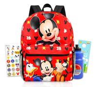 Disney Mochila de Mickey Mouse para niños, paquete con 16 mochilas escolares con botella de agua, calcomanías, más | Juego de mochila escolar de Mickey para niños, niños pequeños, Varios colores