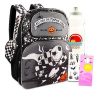 Disney Mochila de Pesadilla antes de Navidad para niños, paquete con mochila Jack Skellington de 16 pulgadas, botella de agua, calcomanías y más | Juego de mochila de Pesadilla antes de Navidad,