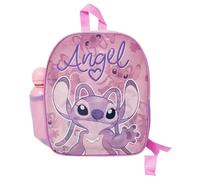 Disney Mochila escolar Stitch Angel color rosa con botella 400 ml