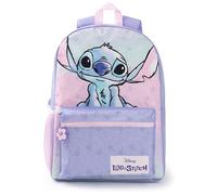 Disney Mochila Lilo & Stitch Girls | Mochila morada y rosa con correas ajustables | Linda mochila escolar deportiva de equipaje práctico y organizado para niños | Regalo de merchandising de la serie