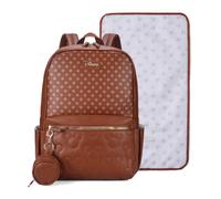 Disney Mochila multifuncional de piel sintética para bebé con cambiador, funda para chupete y bolsillos aislados para biberones, Mickey - Marrón, Large, Moderno