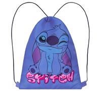 Disney Mochila Natacion con Cordón para Niños, 29 x 38 cm, Mochila Saco de Natación con Ventilación (Azul Stitch)