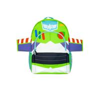 Disney Mochila Niño Buzz Lightyear Mochilas Toy Story, Talla Única Verde | Alas 3D de Buzz, tirantes ajustables, etiqueta interior para el nombre, bolsillos laterales de malla, tirador cremallera Buzz
