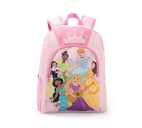 Disney Mochila rosa de la Princesa Blancanieves y Cenicienta | Mochila escolar para niñas con diseño de corona, correas acolchadas y bolsillos con cremallera para la vuelta al cole