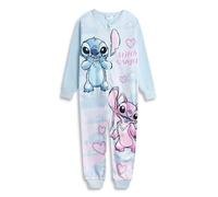 Disney Mono Azul Claro con Cremallera de Stitch y ángel para niña de Lilo & Stitch | Ropa de Dormir y para Estar en casa de Microfibra de Manga Larga | Pijamas Suaves para niños | Merchandising