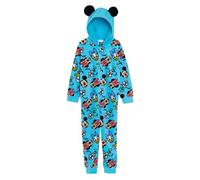 Disney Mono de Mickey Mouse con capucha de orejas 3D, todo en uno, para niños y niñas, pijama de forro polar para niños y niñas, disfraz de Mickey, azul, 3-4 años