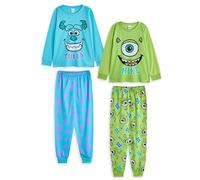 Disney Monster Inc Conjunto de Pijama para niños, Paquete de 2 | Niños Camiseta de Manga Larga con gráfico Sully & Mike y Pantalones de Pijama de Pernera Larga (Azul y Verde)