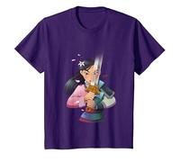 Disney Mulan Anime Half Girl Half Warrior Camiseta, Niños, Morado, 12 años