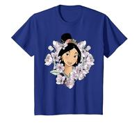 Disney Mulan Flower Framed Portrait Camiseta, Niños, Azul Real, 12 años