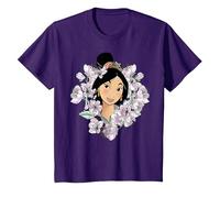 Disney Mulan Flower Framed Portrait Camiseta, Niños, Morado, 8 años