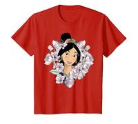 Disney Mulan Flower Framed Portrait Camiseta, Niños, Rojo, 12 años
