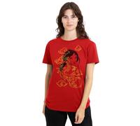 Disney Mulan Mushu Breezy Illustration Camiseta de Mujer, Rojo, M